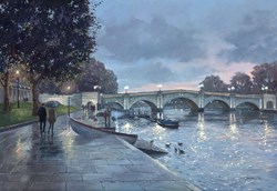 Twilight at Richmond Bridge by Charles Rowbotham - Original Painting on Board sized 35x24 inches. Available from Whitewall Galleries